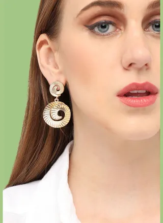 Gold Plated Party Designer Stone Drop Earring For Women