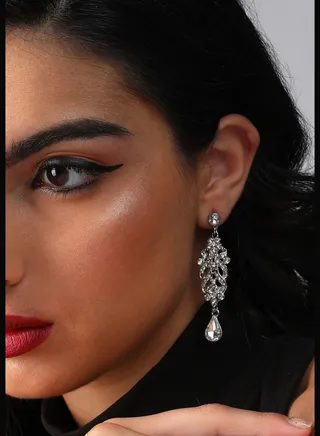 Silver Plated Designer Stone Party Drop Earring For Women