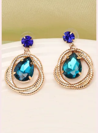 Gold Plated Party Designer Stone Drop Earring For Women
