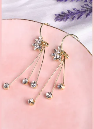 Gold Plated Designer Stone Party Drop Earring For Women