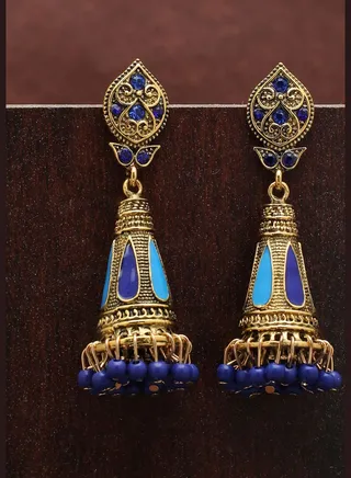 Gold Plated Designer Stone Drop Earring