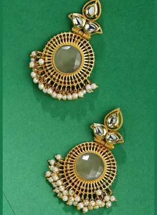 Gold-Plated Kundan Stone Bali