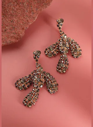 Gold Plated Designer Stone Party Wear Drop Earring For Women