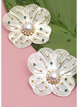 Gold Plated Party Designer Stone Drop Earring For Women
