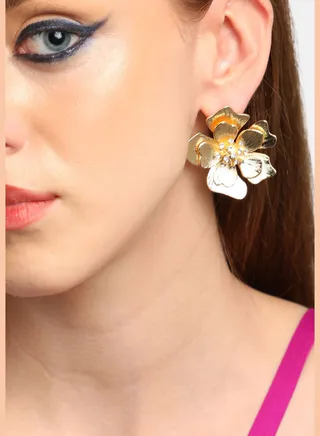 Gold Plated Party Designer Stone Stud For Women