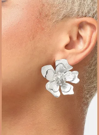 Silver Plated Party Designer Stone Stud For Women