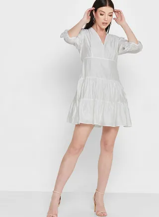 V-Neck Ruffle Dress