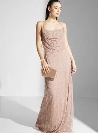 Embellished Strappy Maxi Dress