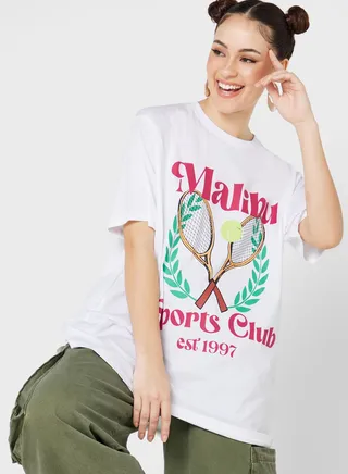 Regular Fit Longline Graphic T-Shirt