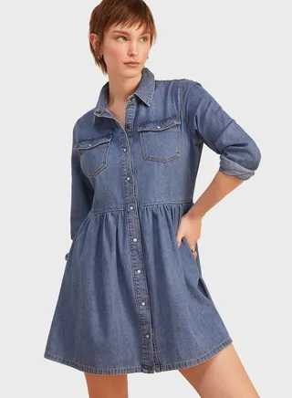 Pocket Detail Denim Dress