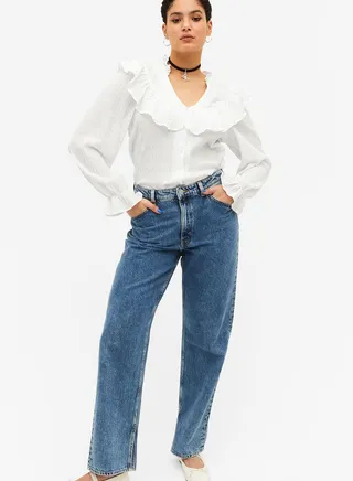 V-Neck Button Detail Top