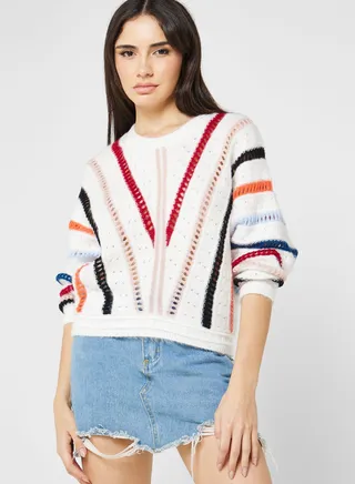 Multi Striped Detail Sweater