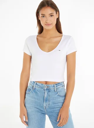 V-Neck Ribbed Crop Top