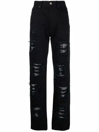 Crystal-Detail Destroyed Jeans