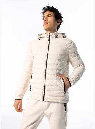 Man Slim Fit Hooded Long Sleeve Jacket