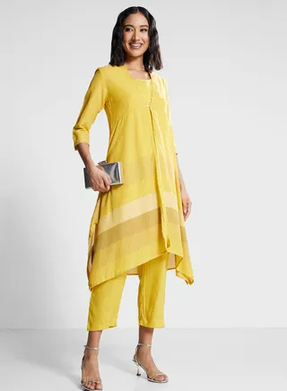 Color Block Kurti & Pants Set