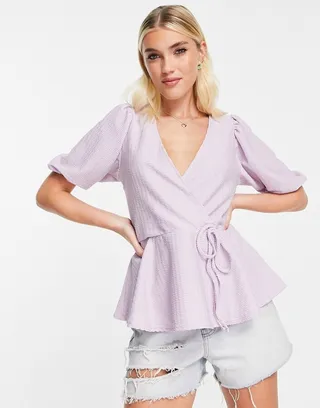 New Look wrap blouse in lilac