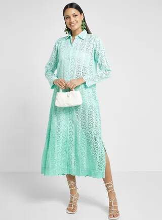 Side Slit Shirt Dress