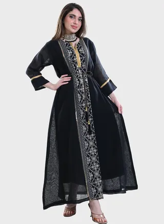 Printed Mesh Jalabiya