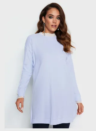 Lettuce Neck Longline Sweater