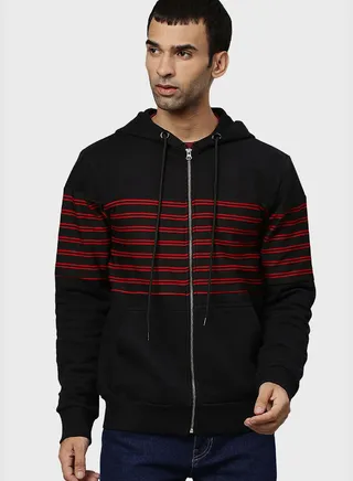 Zipper Striped Hoodie