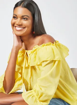 Ruffle Bardot Top