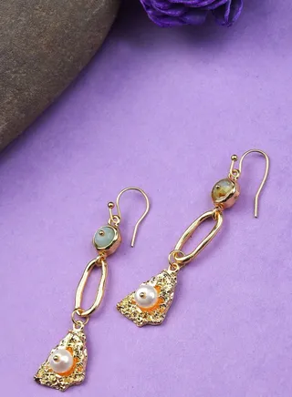 Gold Plated Pearl Beaded Drop Earring