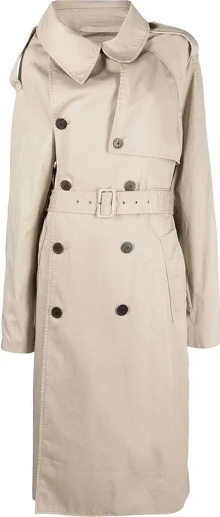 Asymmetric Off-Shoulder Trench Coat