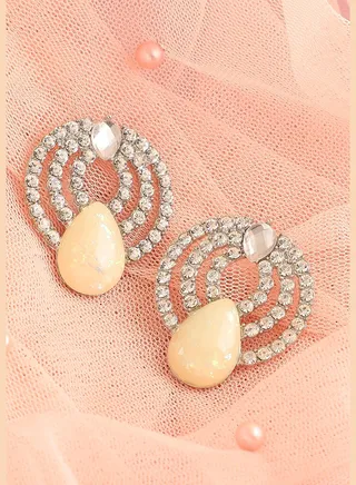 Silver Plated Party Designer Stone Drop Earring For Women
