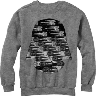 Men's Star Wars Darth Vader Ship Collage Sweatshirt - Athletic Heather - Medium