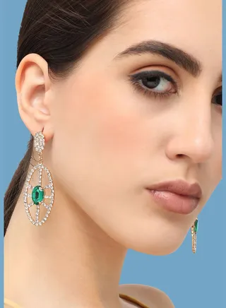Gold Plated Designer Stone Party Drop Earring For Women