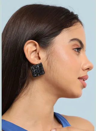 Silver Plated Designer Stone Party Wear Stud For Women