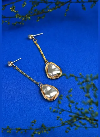Gold Plated Pearl Beaded Drop Earring