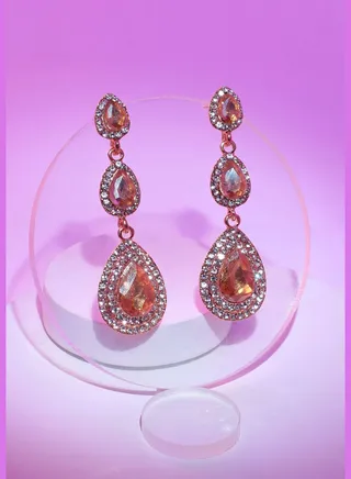 Gold Plated Designer Stone Party Drop Earring For Women