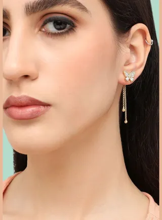 Gold Plated Designer Stone Casual Stud For Women