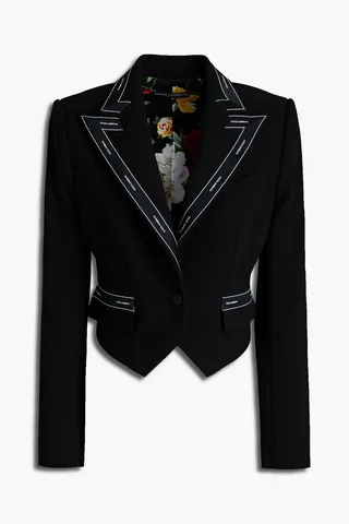 Jacquard-trimmed grain de poudre wool blazer