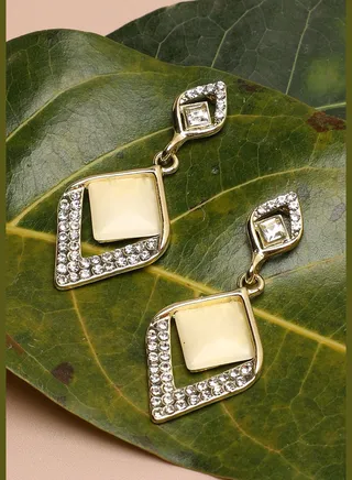Gold Plated Designer Stone Drop Earring