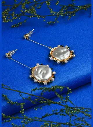 Gold Plated Pearl Beaded Drop Earring