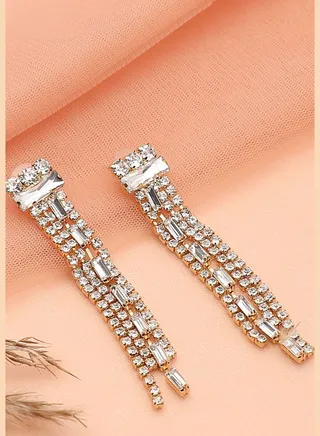 Gold Plated Party Designer Stone Drop Earring For Women