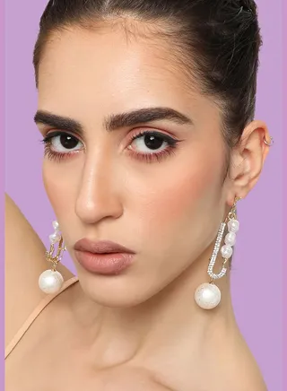 Gold Plated Party Designer Stone Drop Earring For Women