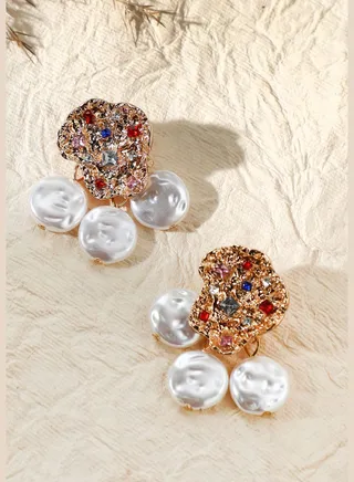 Silver Plated Pearls Party Drop Earring For Women