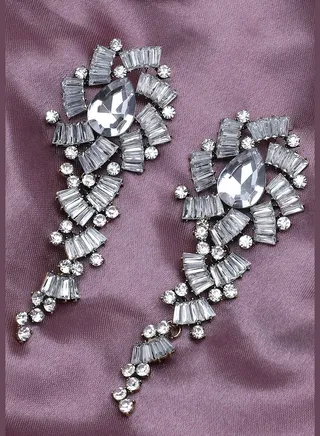 Silver Plated Party Designer Stone Drop Earring For Women