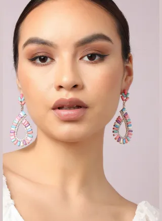 Gold Plated Party Designer Stone Drop Earring For Women