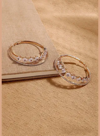 Silver Plated Designer Stone Casual Hoop Earring For Women