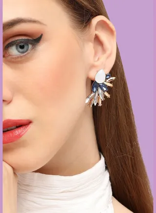 Gold Plated Party Designer Stone Drop Earring For Women