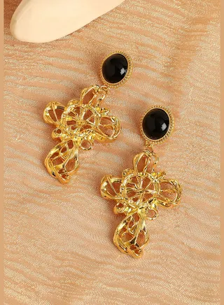 Gold Plated Designer Stone Western Wear Drop Earring For Women