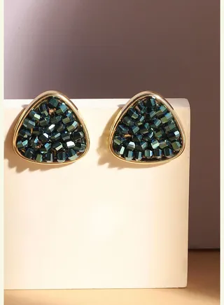 Gold Plated Designer Stone Party Wear Stud For Women