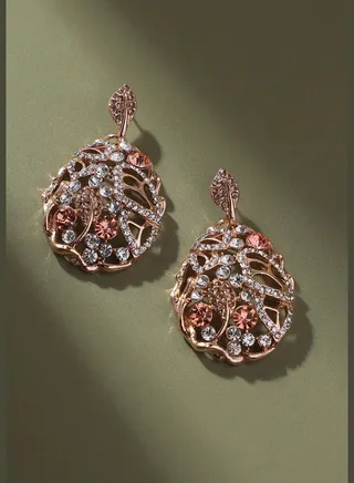 Gold Plated Designer Stone Party Wear Drop Earring For Women