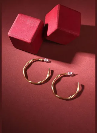 Pack of 2 Gold Plated Designer Hoop Earring