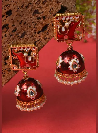 Gold Plated Designer Drop Earrings